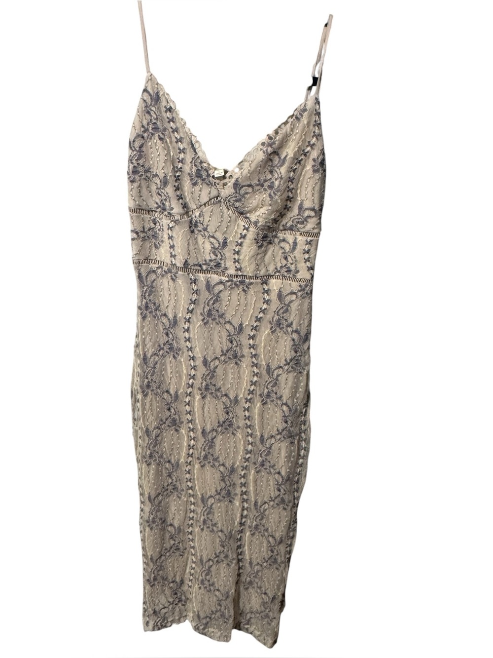 Endless Blu Lace slip dress cream and blue midi size small coquette fairy